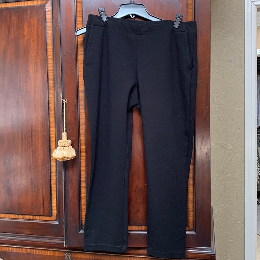 EILEEN FISHER BLACK PULL ON ANKLE/CROP PANTS SIZE MEDIUM M